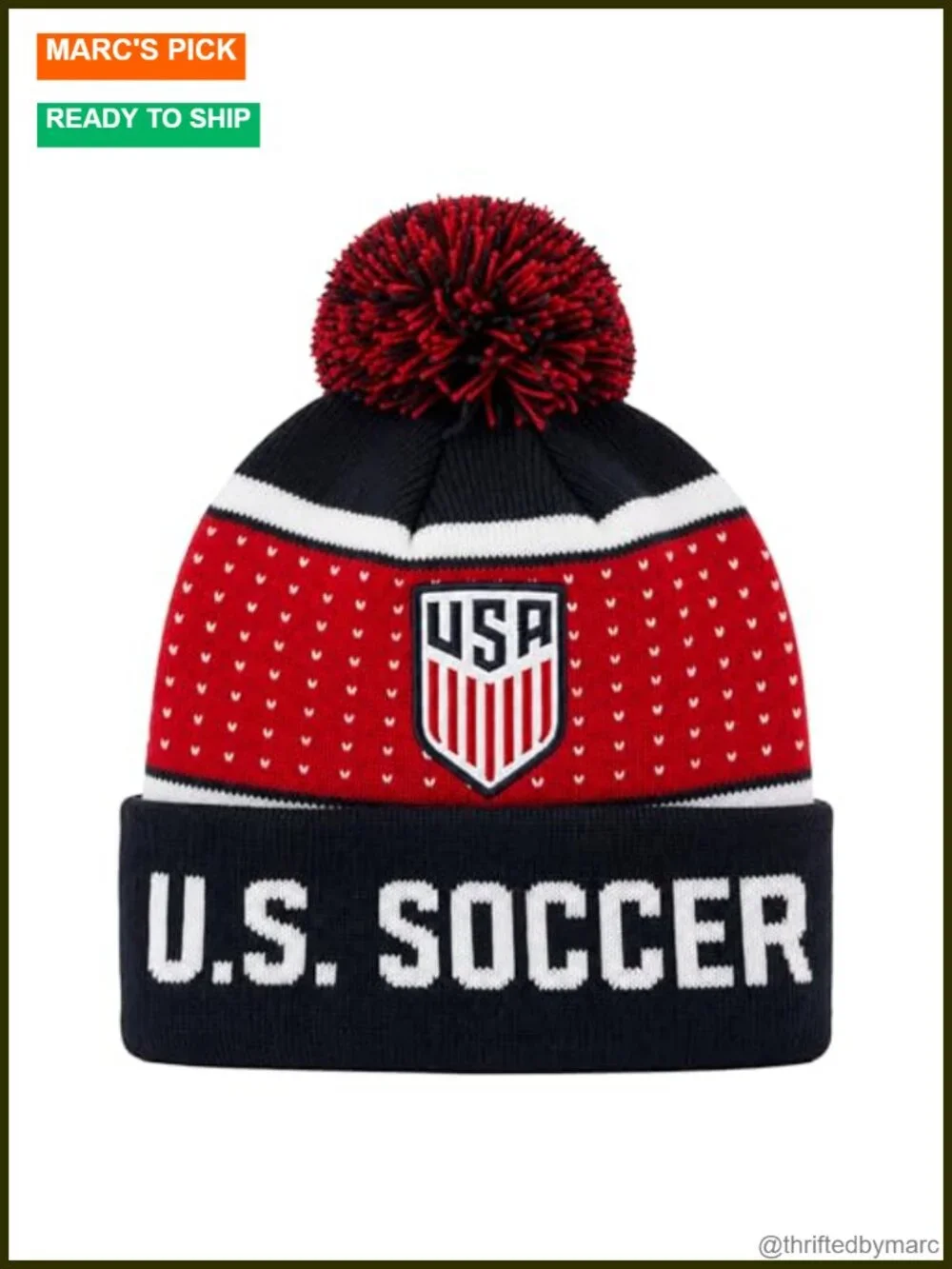 Officially Licensed US Soccer Federation Acrylic Knit Beanie Hat for Adults